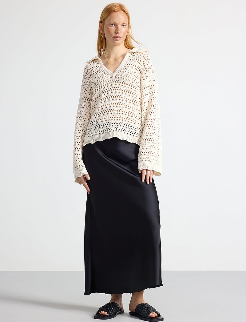 Lindex - Maxi skjørt i sateng - maksiseelikud - black - 0