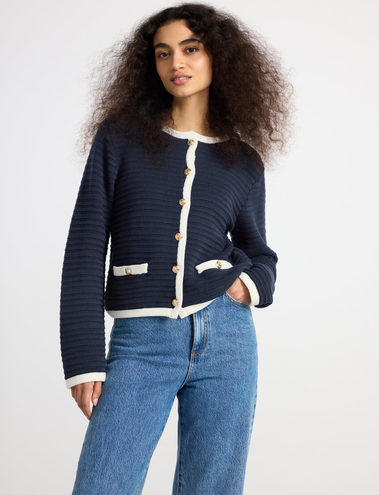 Lindex - Cardigan Elsa knitted - odzież imprezowa w cenach outletowych - navy - 1