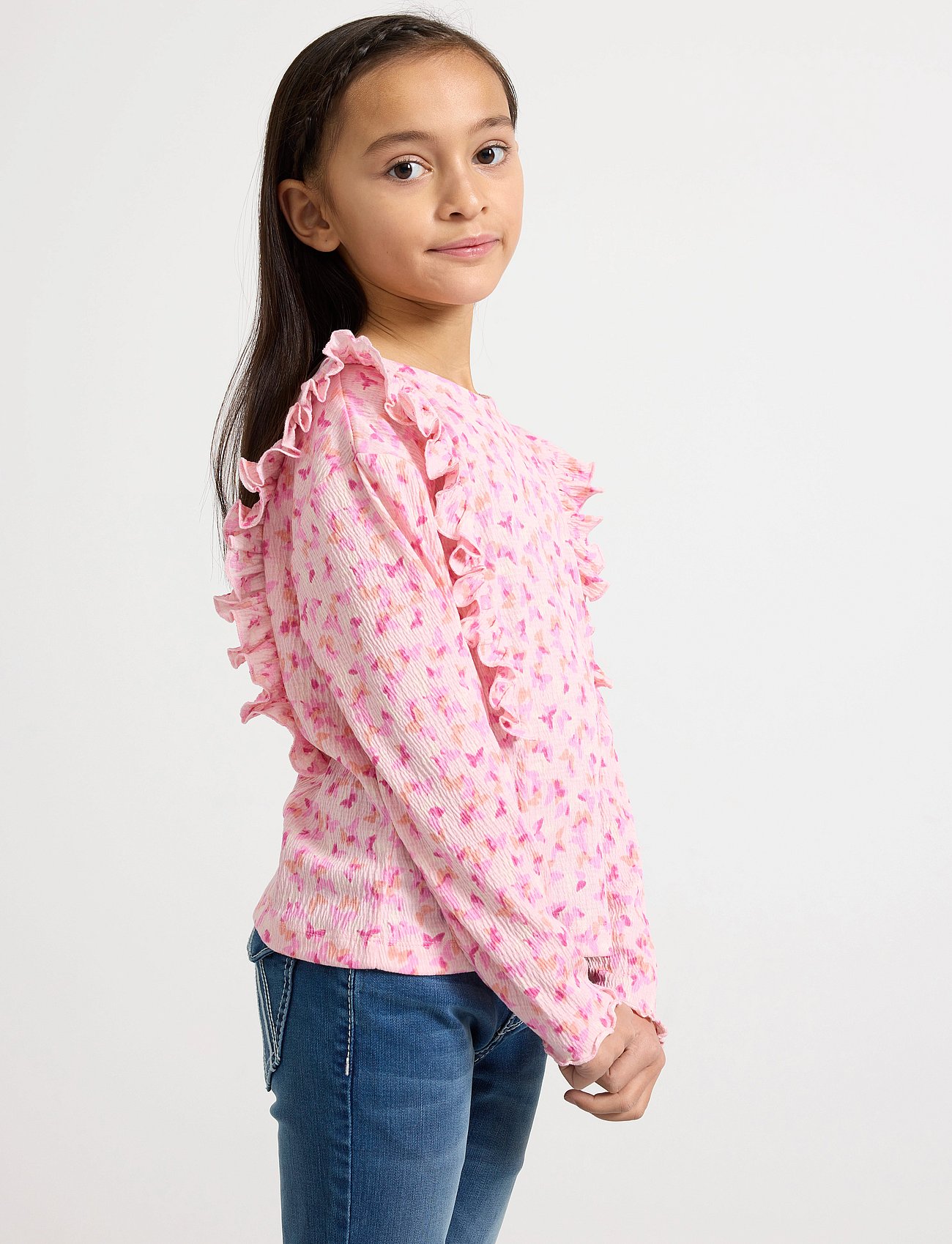 Top long sleeve flounce