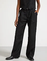 Lindex - Trouser Ragna with pleats - spodnie lniane - black - 2
