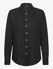 Lindex - Shirt Magda Linen blend - linen shirts - black - 0