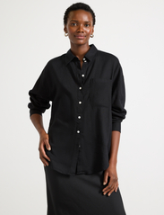 Lindex - Shirt Magda Linen blend - linasest riidest särgid - black - 2