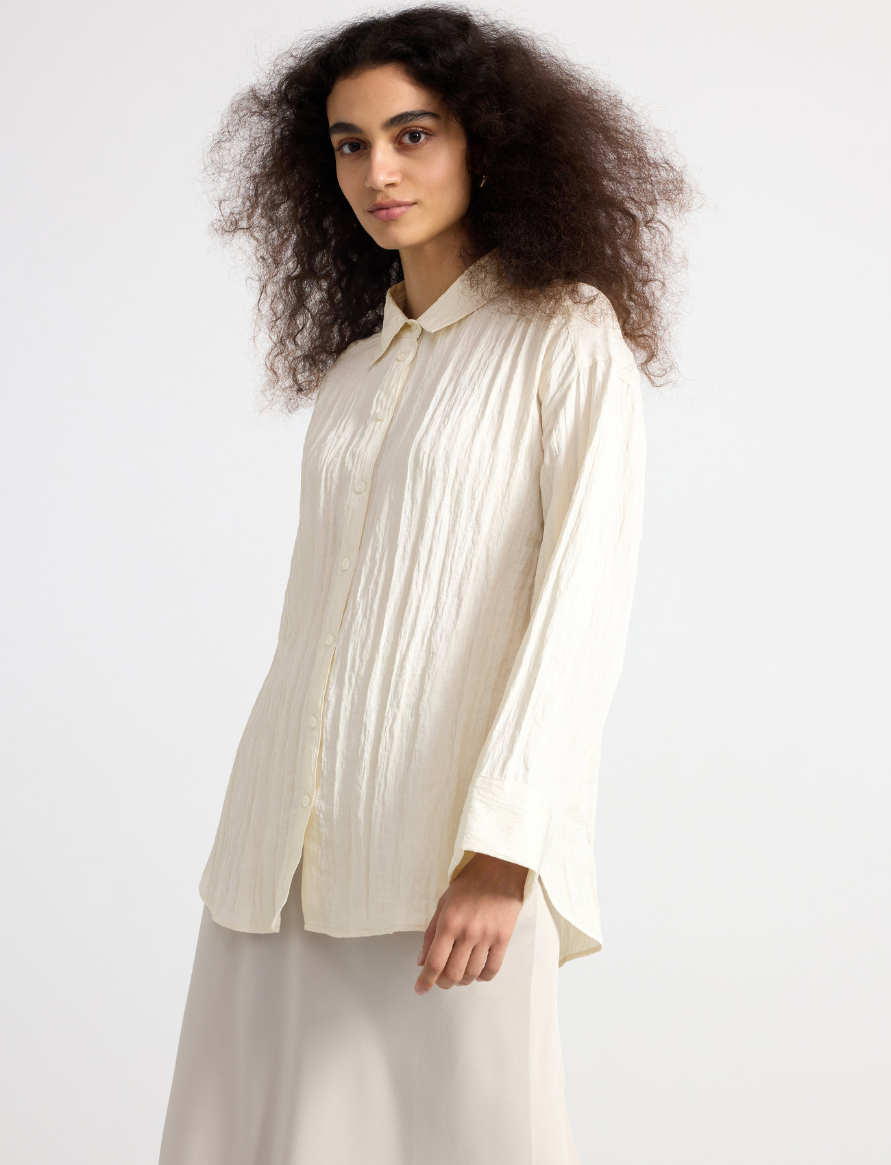 Lindex - Shirt Raven Crinkle - krekli ar garām piedurknēm - light white - 1
