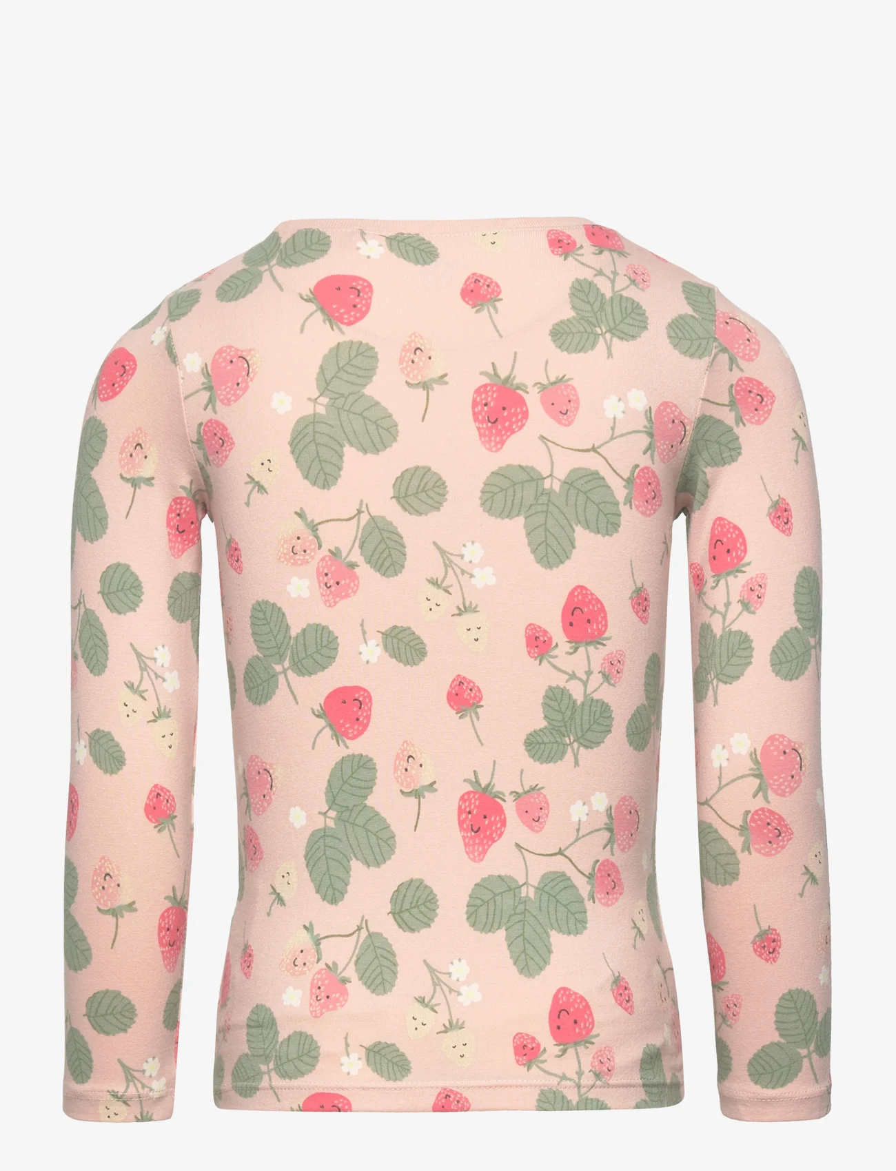 Lindex - Top aop strawberries - long-sleeved t-shirts - light dusty pink - 1