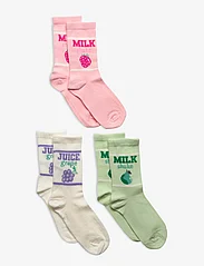 Lindex - Sock 3 p Milk and fruit - laveste priser - light pink - 0