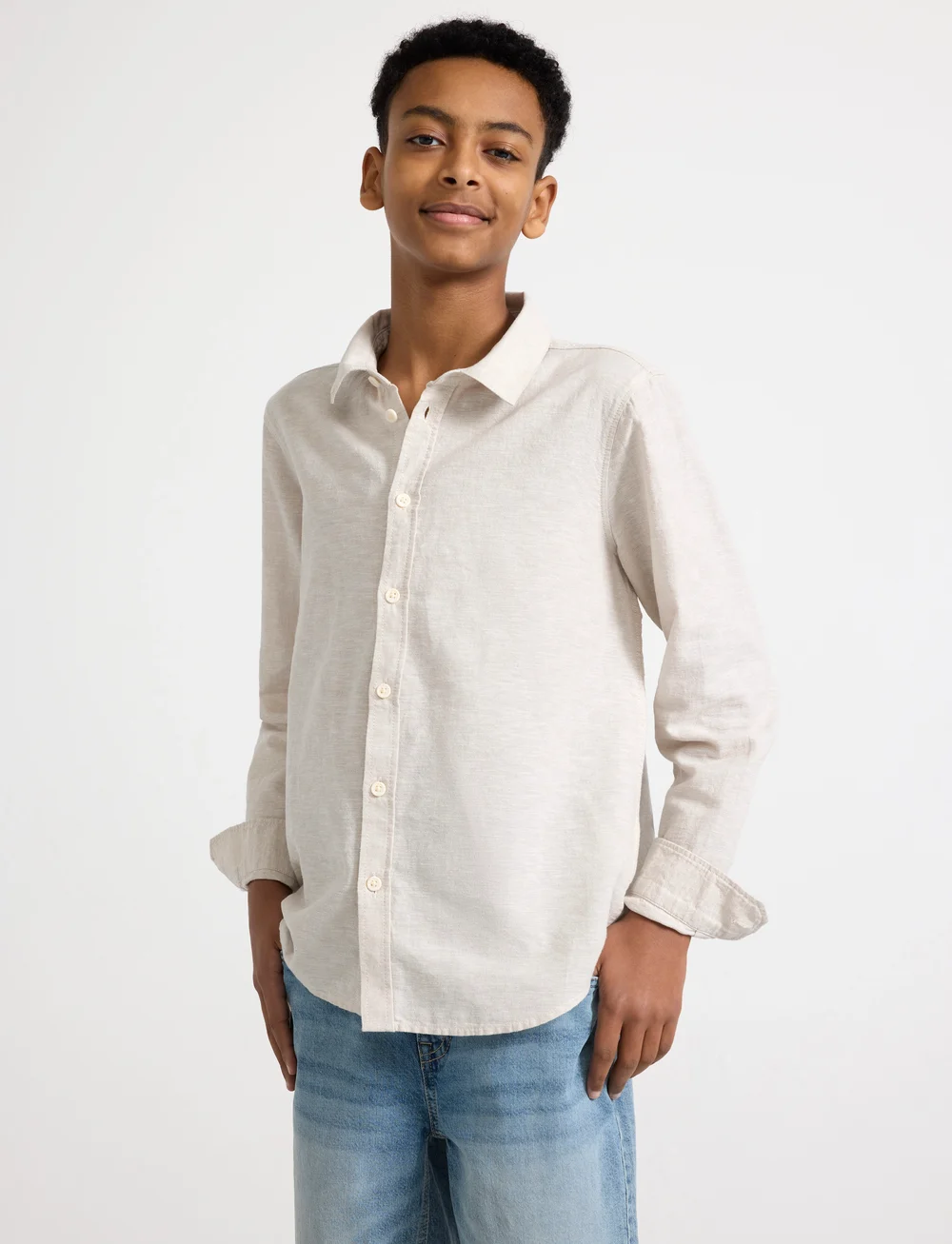 Lindex - Shirt linen blend - langærmede skjorter - light grey - 0
