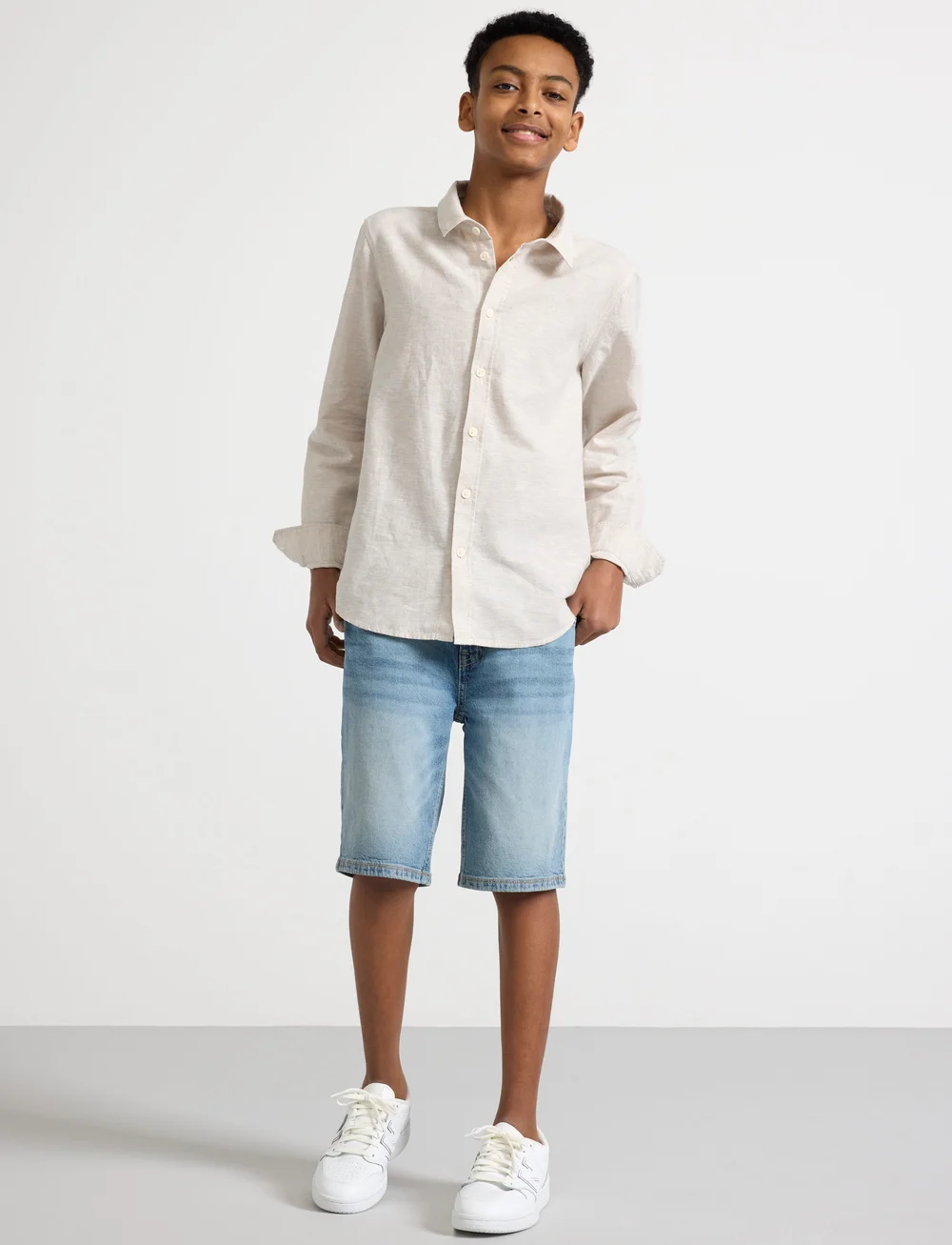 Lindex - Shirt linen blend - langærmede skjorter - light grey - 4