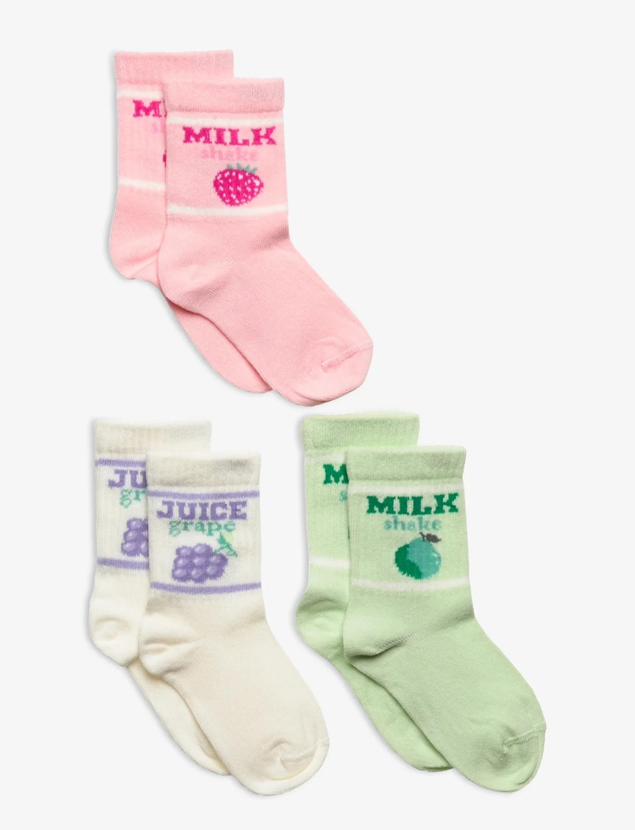 Lindex - Sock 3 p SG milk and fruit - laveste priser - light pink - 0