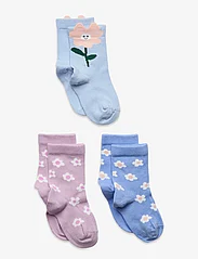 Lindex - Sock 3 p SG flowers - lowest prices - light blue - 0