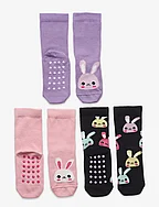 Sock 3 p SG rabbits antislip - LIGHT PINK