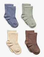 Sock 4p ribb sock fashion col - LIGHT DUSTY GREEN