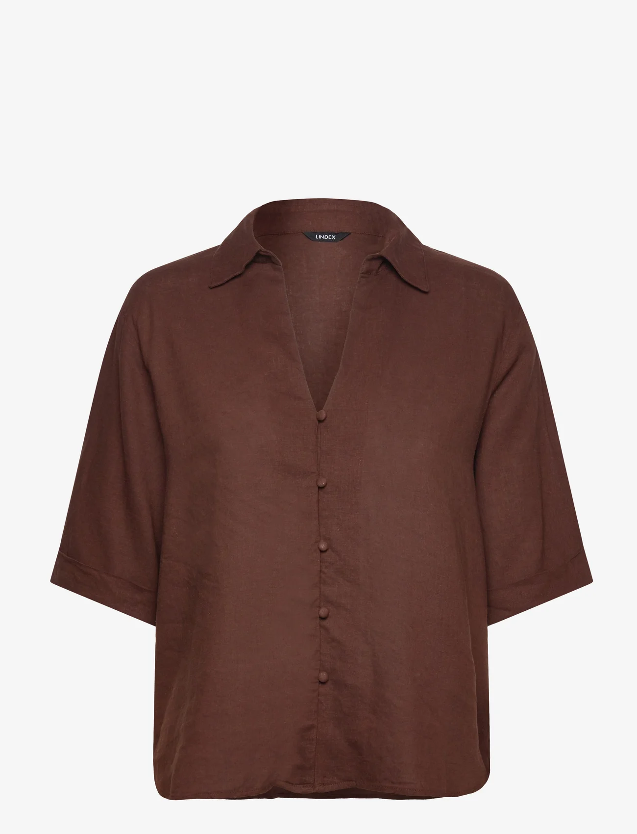 Lindex - Shirt Edda - hørskjorter - brown - 0
