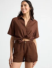 Lindex - Shirt Edda - linasest riidest särgid - brown - 1