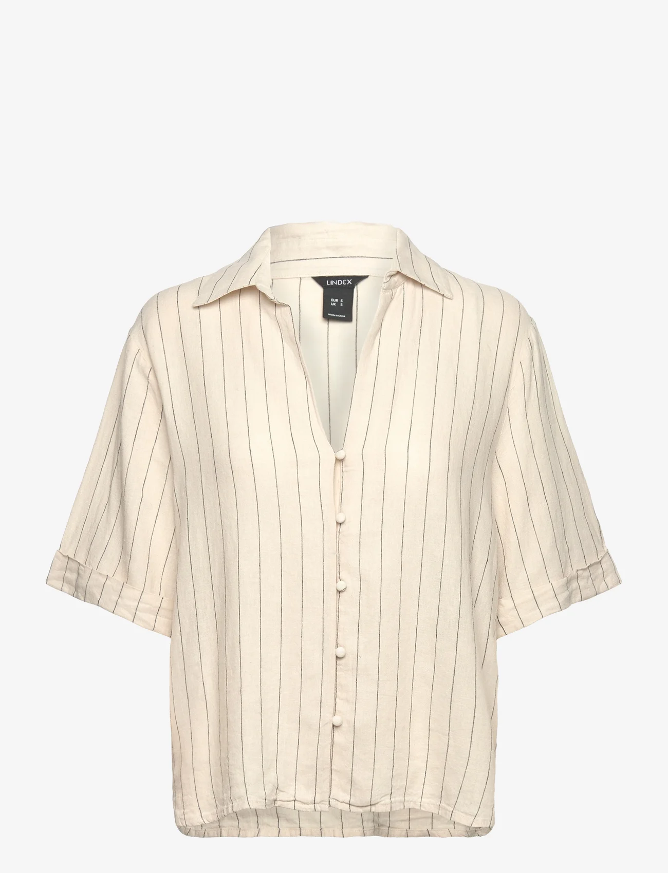 Lindex - Shirt Edda - linasest riidest särgid - light beige - 0