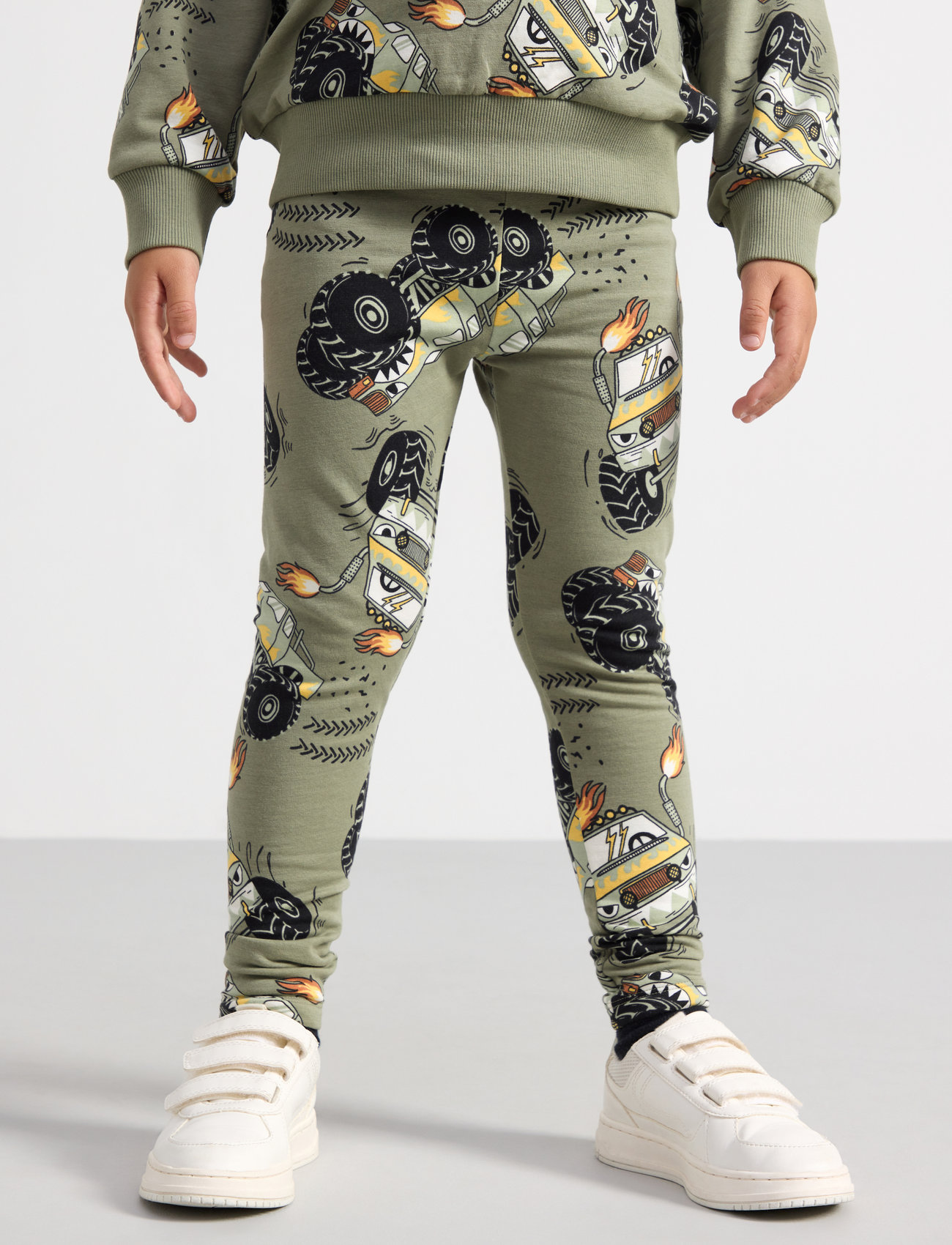 Lindex - leggings monster truck aop - lowest prices - dusty green - 1