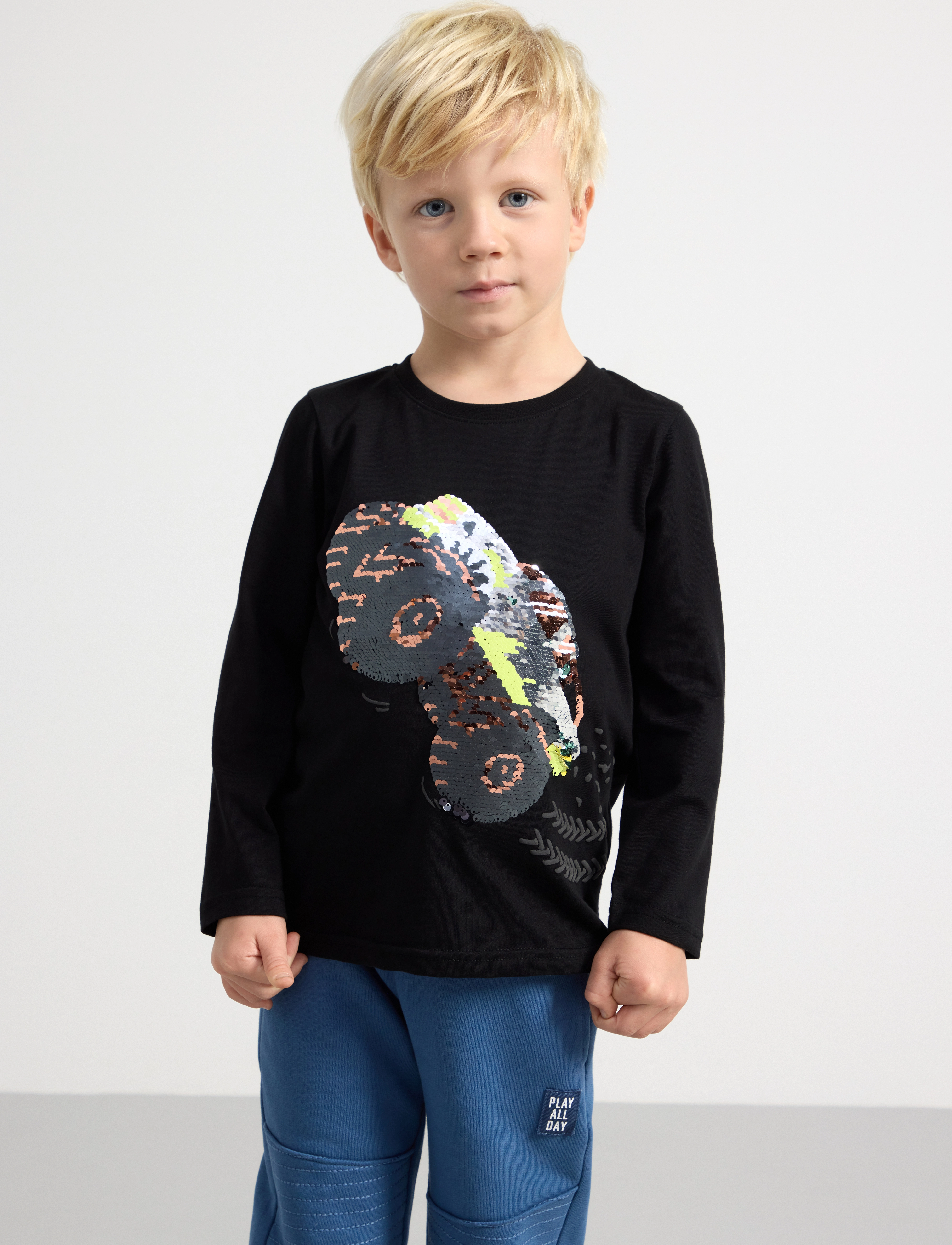 Lindex - TOP LS monster truck flip sequ - black - 2