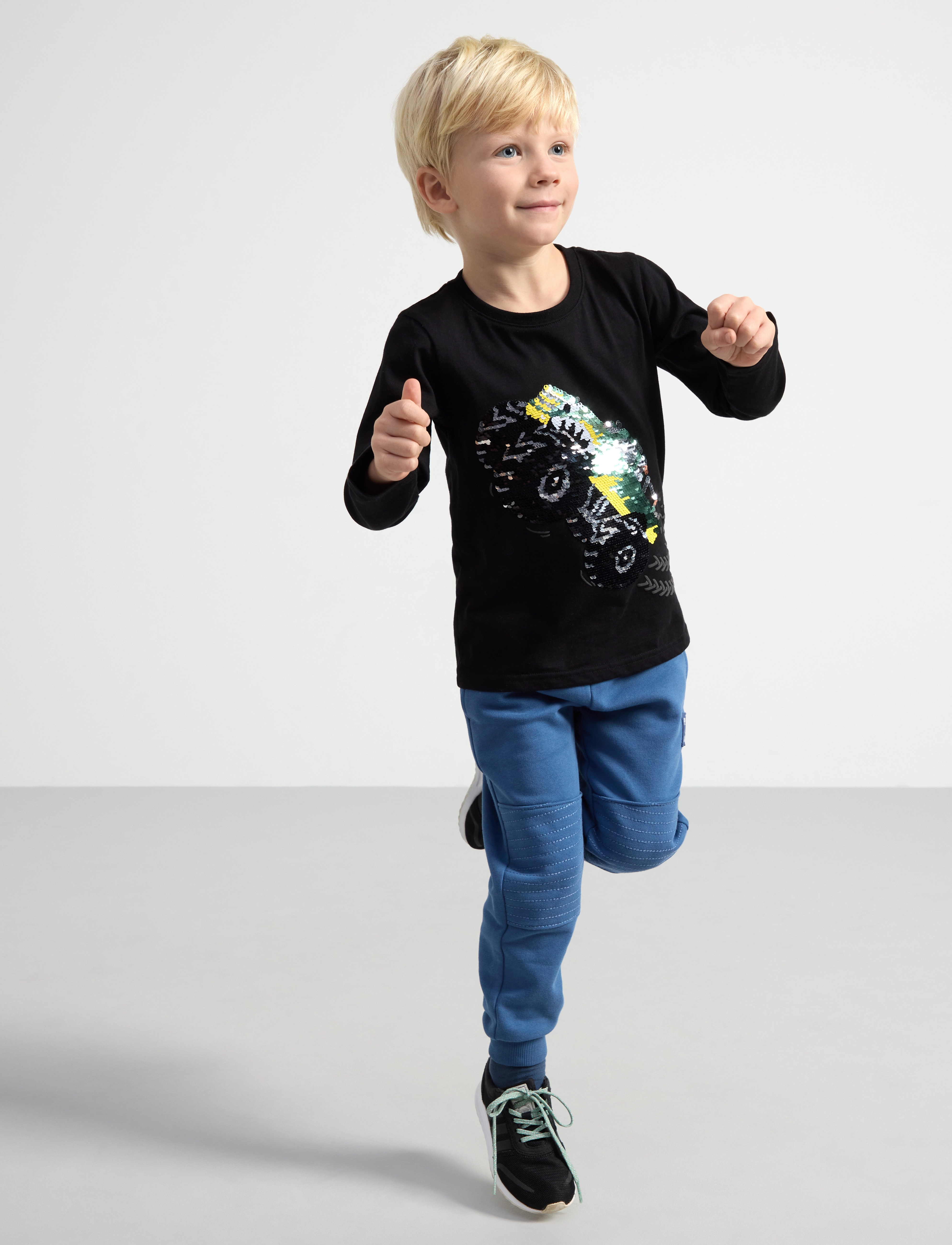 Lindex - TOP LS monster truck flip sequ - black - 3