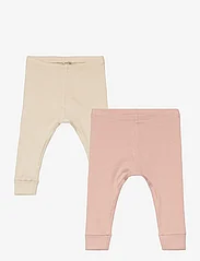 Lindex - 2 pack leggings rib solid - lowest prices - light dusty pink - 0