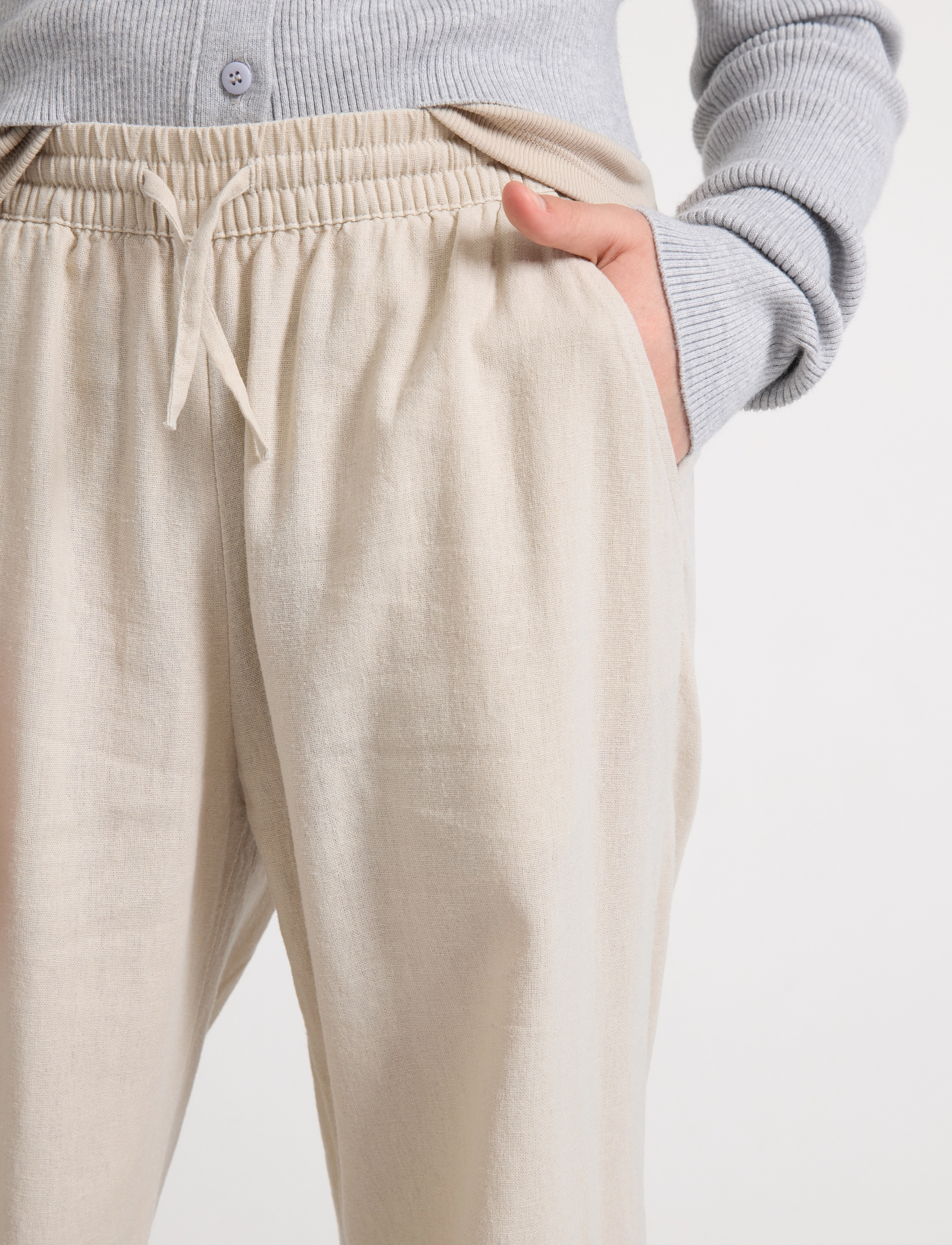 Lindex - Trousers linen - laveste priser - light beige - 4