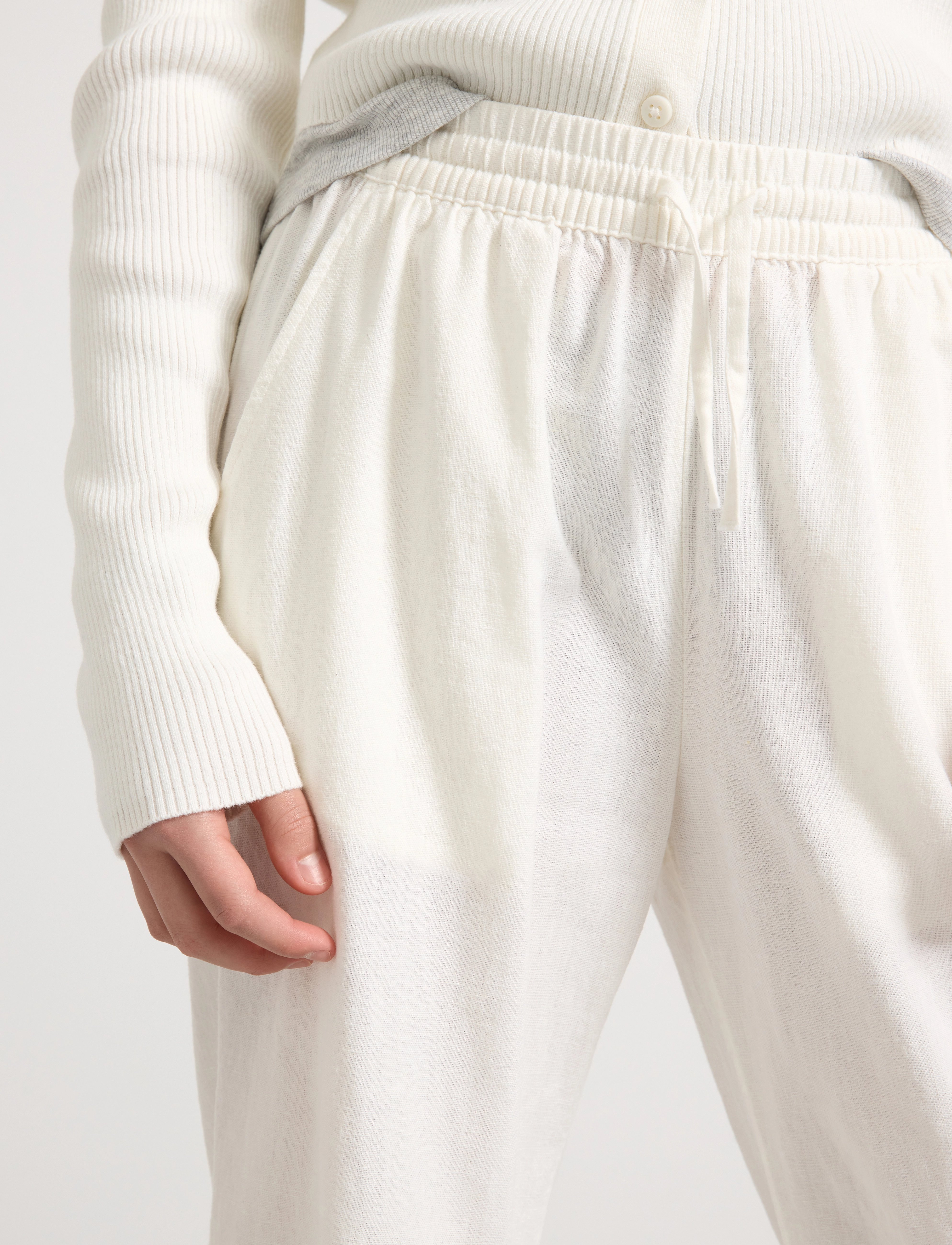 Lindex - Trousers linen - kelnės - off white - 5
