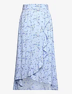 Skirt long with flounce - LIGHT BLUE