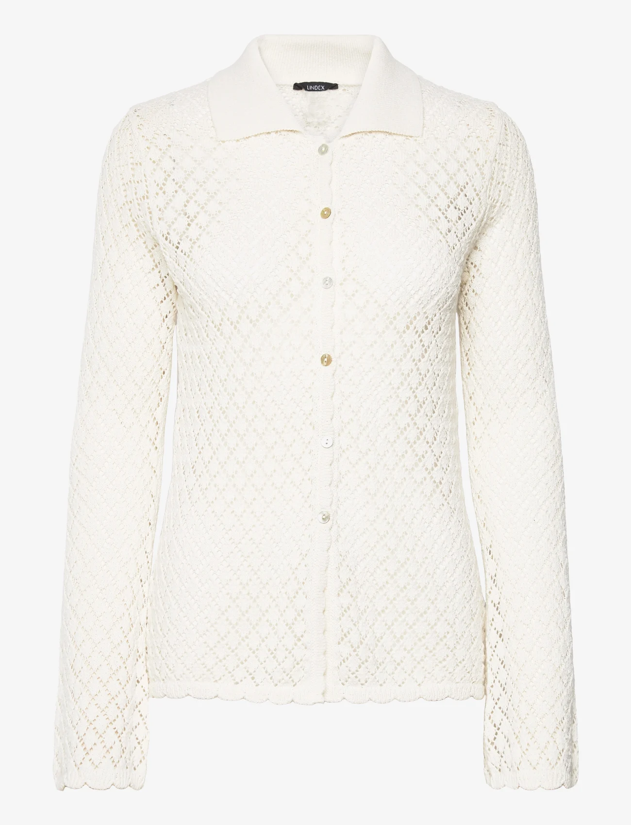 Lindex - Shirt knitted Pegha - långärmade skjortor - off white - 0