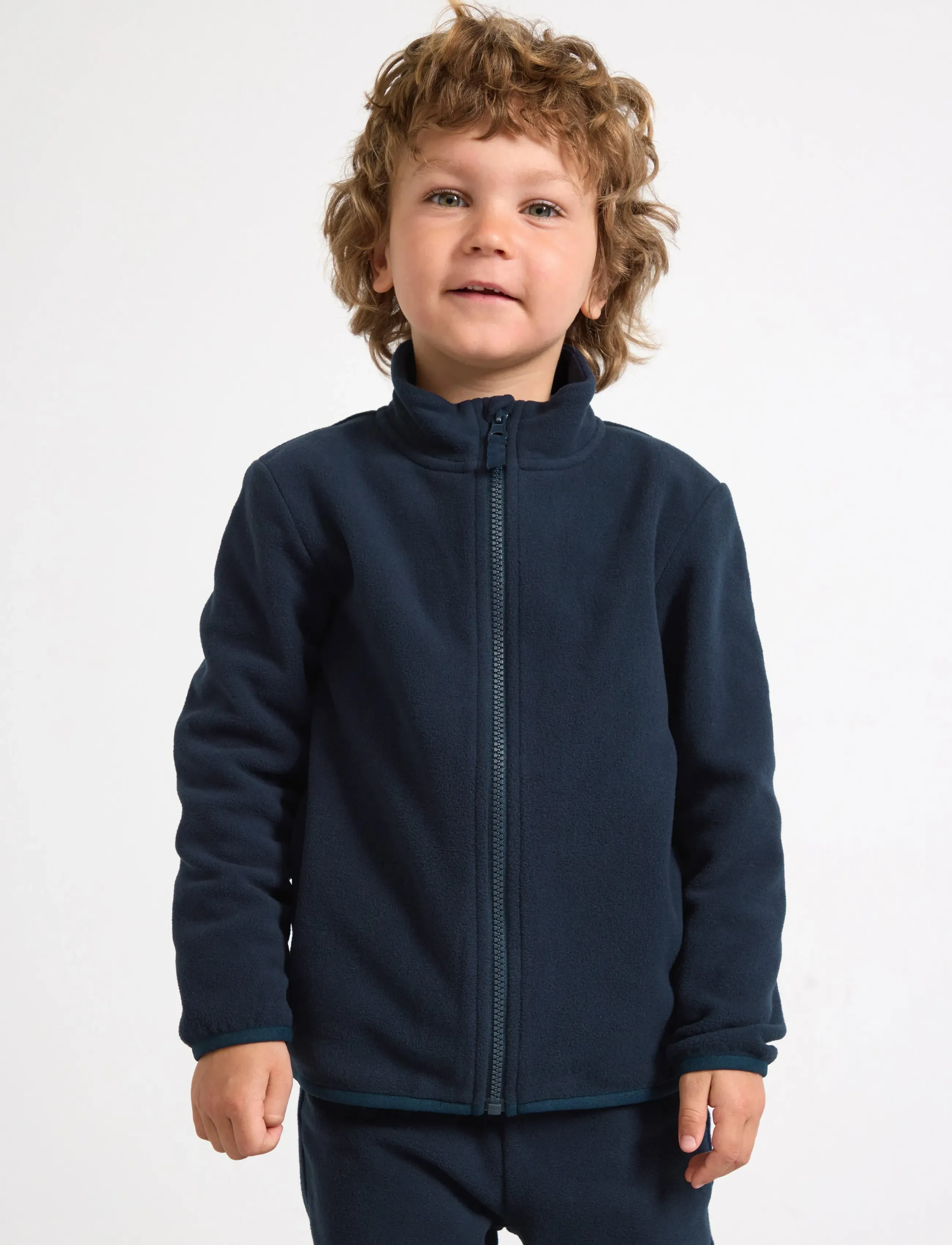 Lindex Jacket In Microfleece, 104, Fleece Oberbekleidung, Marineblau - Jackets, Kinder