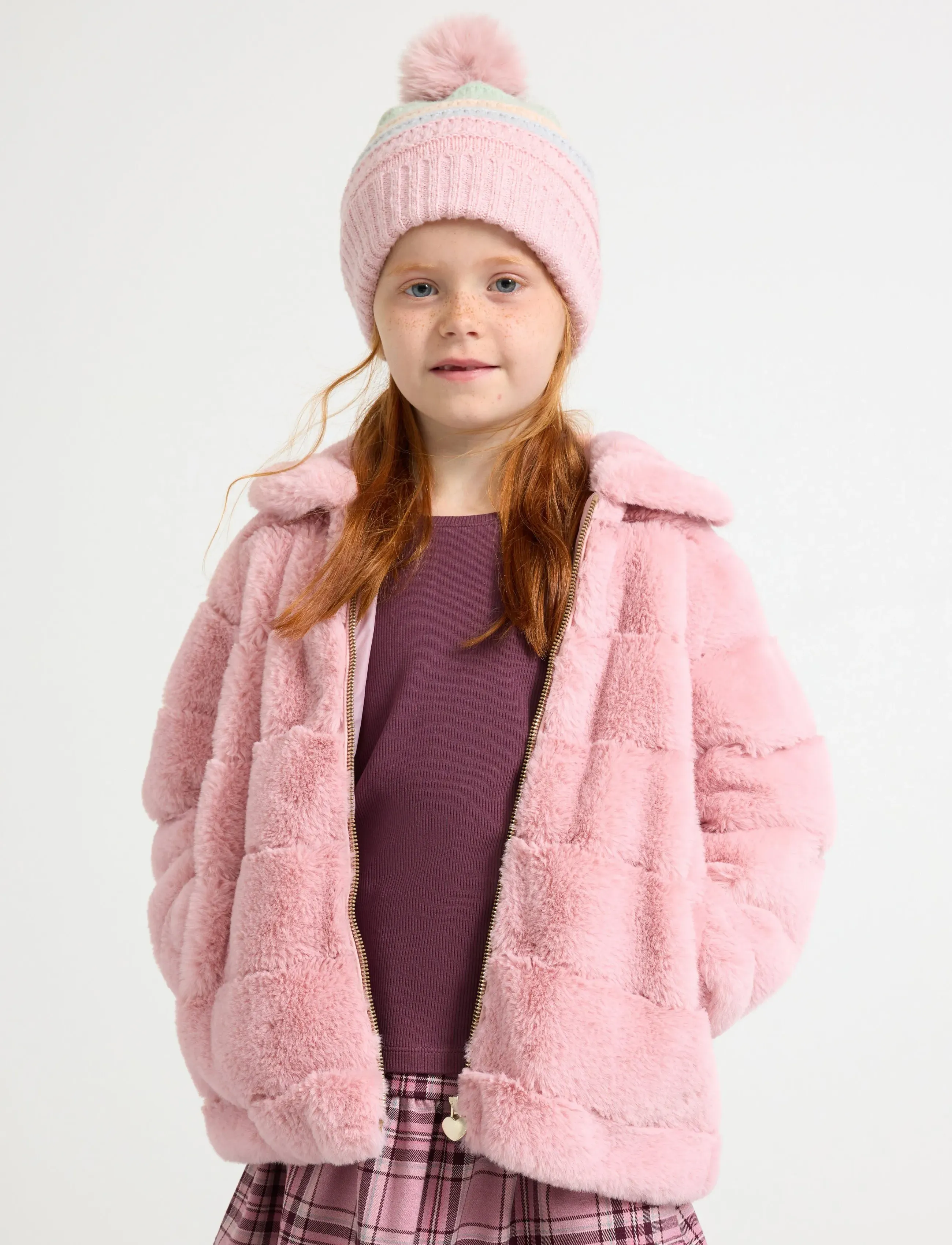 Lindex Jacket In Faux Fur, Børn, Faux Fur Jakke, Pink, Str: 98
