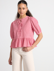 Lindex - Blouse Felicia check - short-sleeved blouses - red - 2