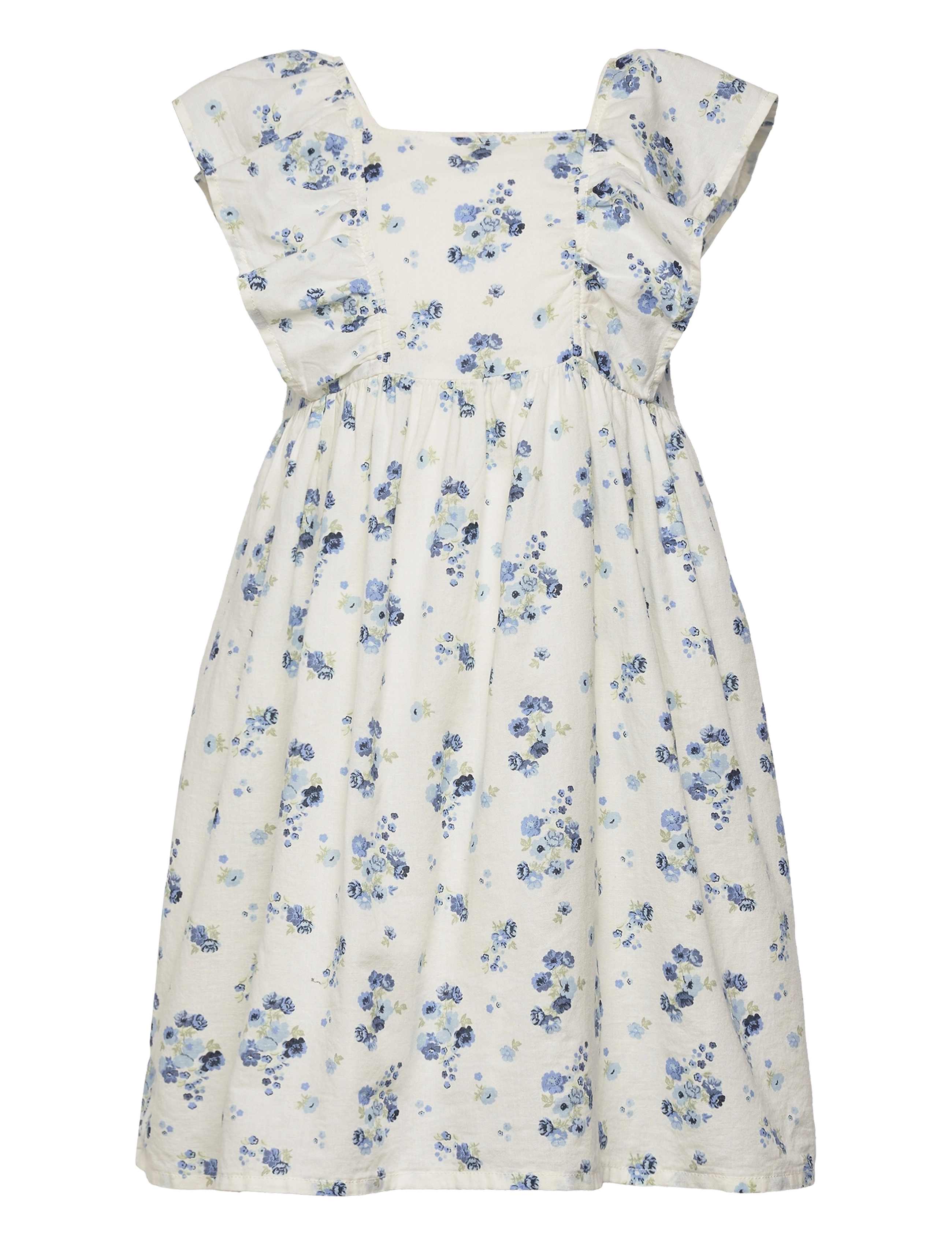Dress linen frill sleeve AOP - LIGHT DUSTY