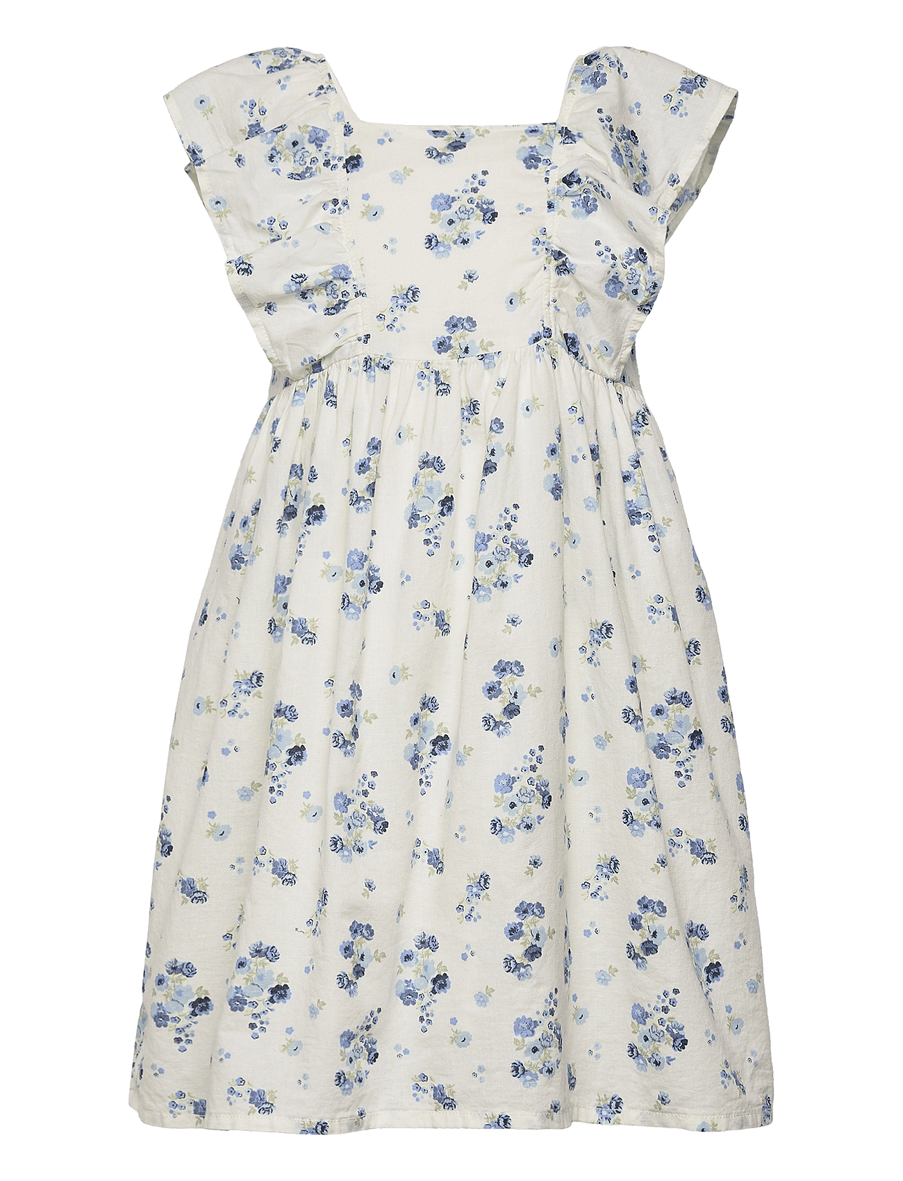 Dress linen frill sleeve AOP - LIGHT DUSTY