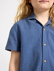 Lindex - Shirt ss Linen - krekli ar īsām piedurknēm - dusty blue - 5