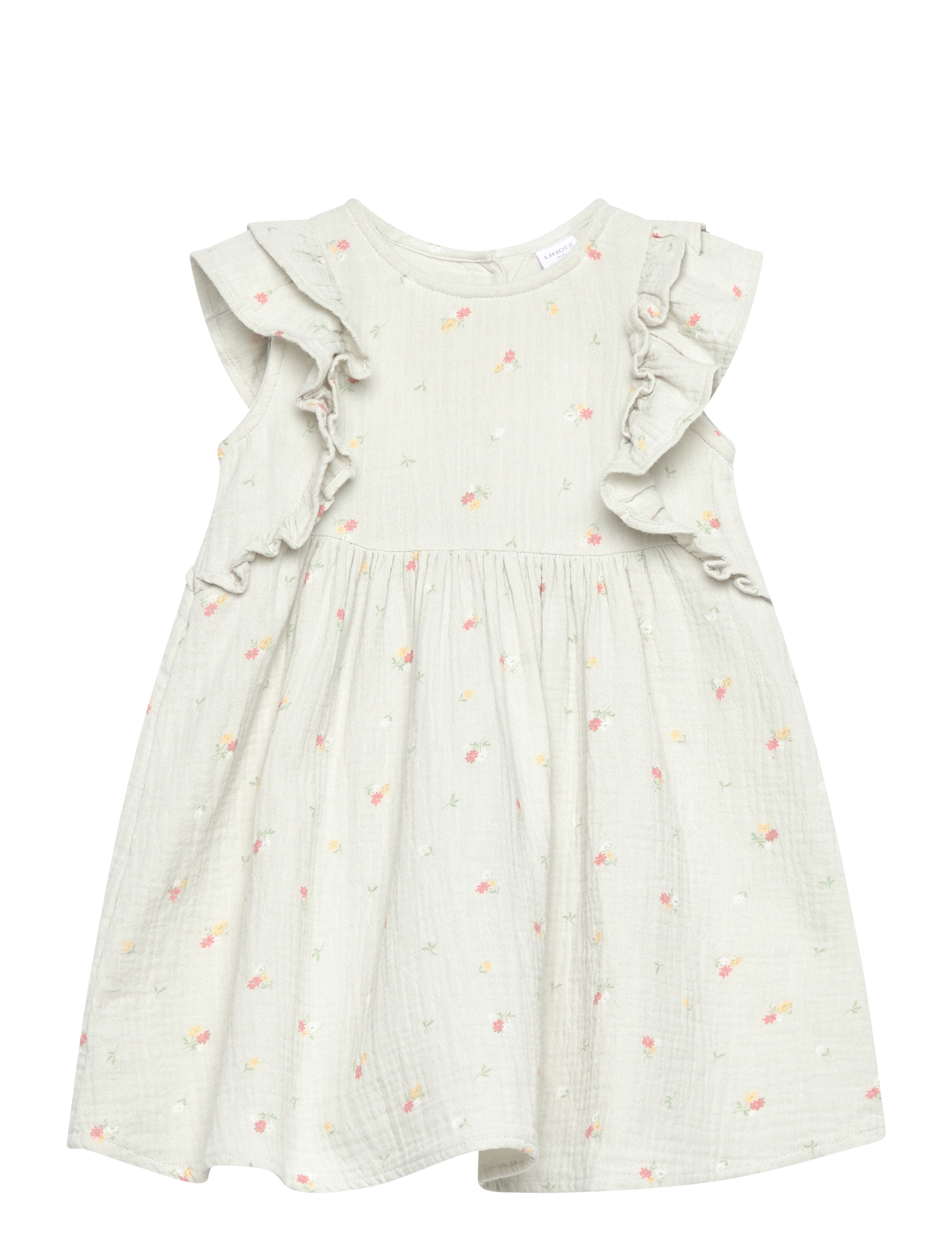 Lindex - dress gauze frill sleeve AOP - light green - 1