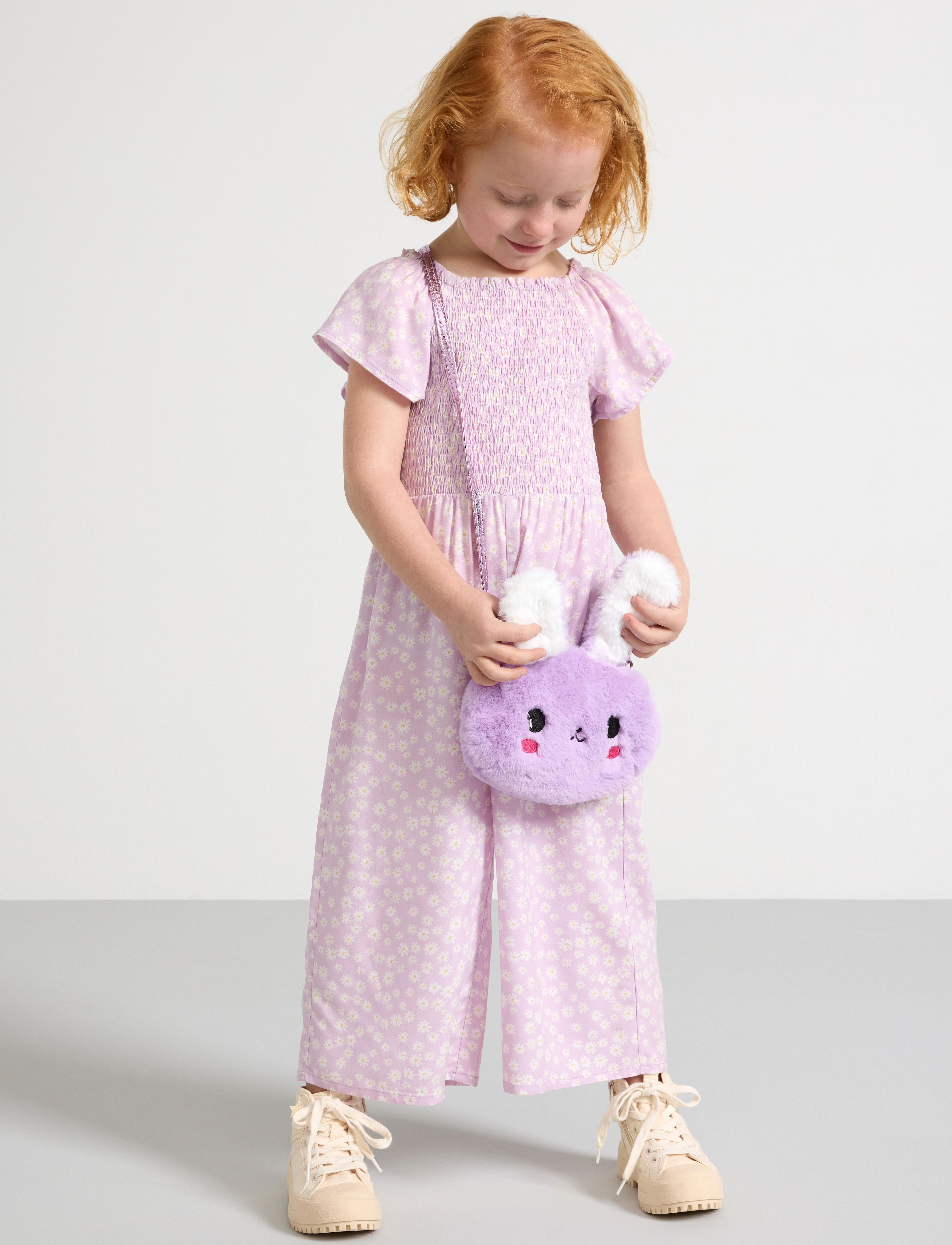 Lindex - Jumpsuit with smock and AOP - dusty pink - 4