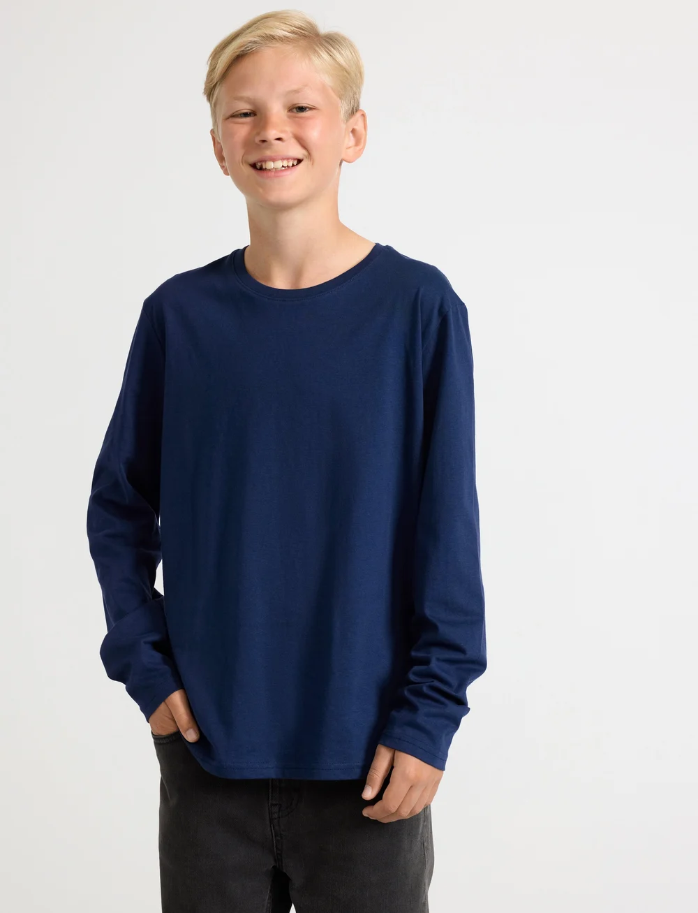 Lindex - Top ls solid - long-sleeved t-shirts - dark blue - 0