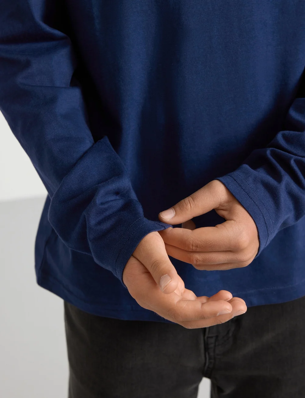 Lindex - Top ls solid - long-sleeved t-shirts - dark blue - 4