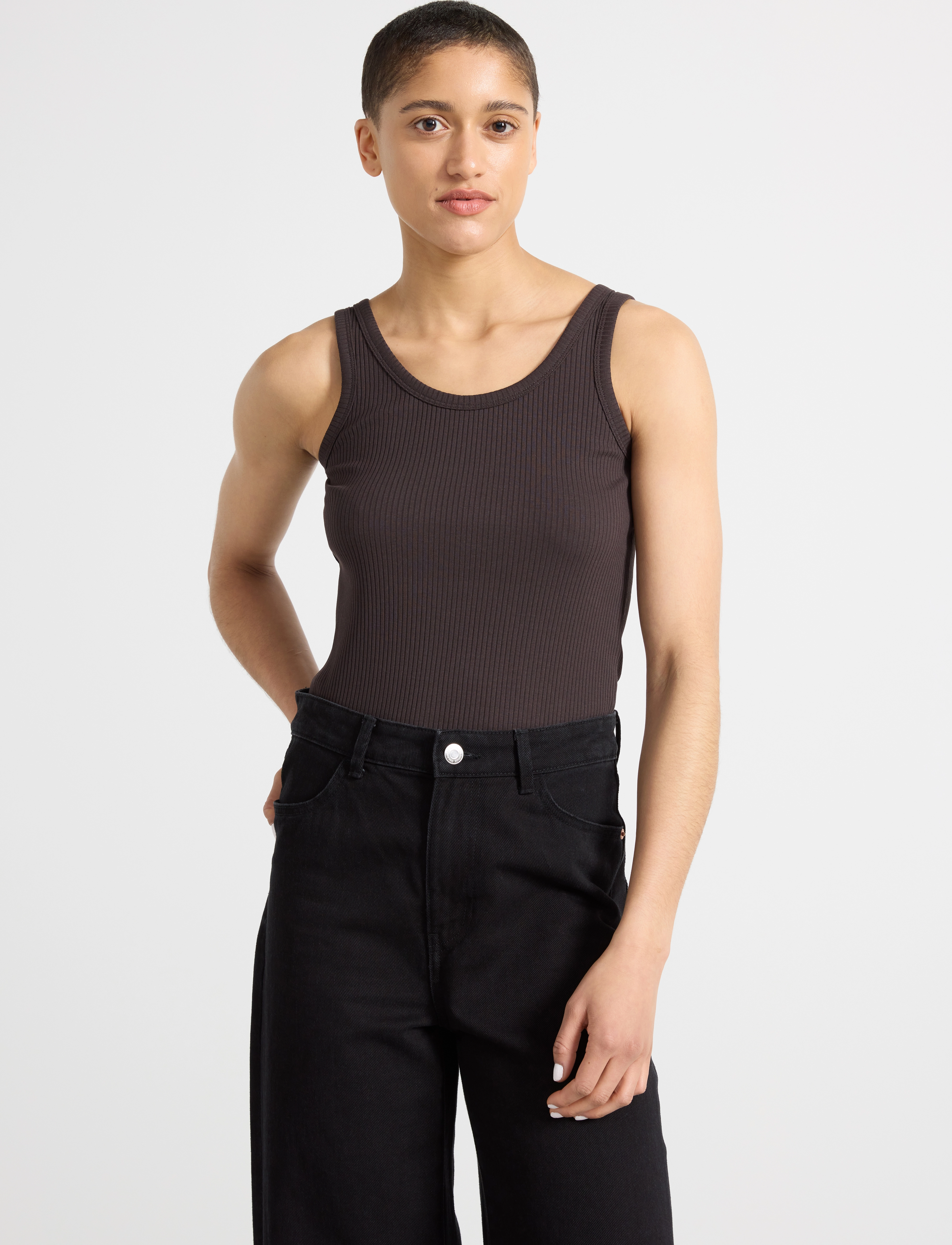 Lindex Tank top Tyra - T-shirts & Toppar - DARK BROWN / brown