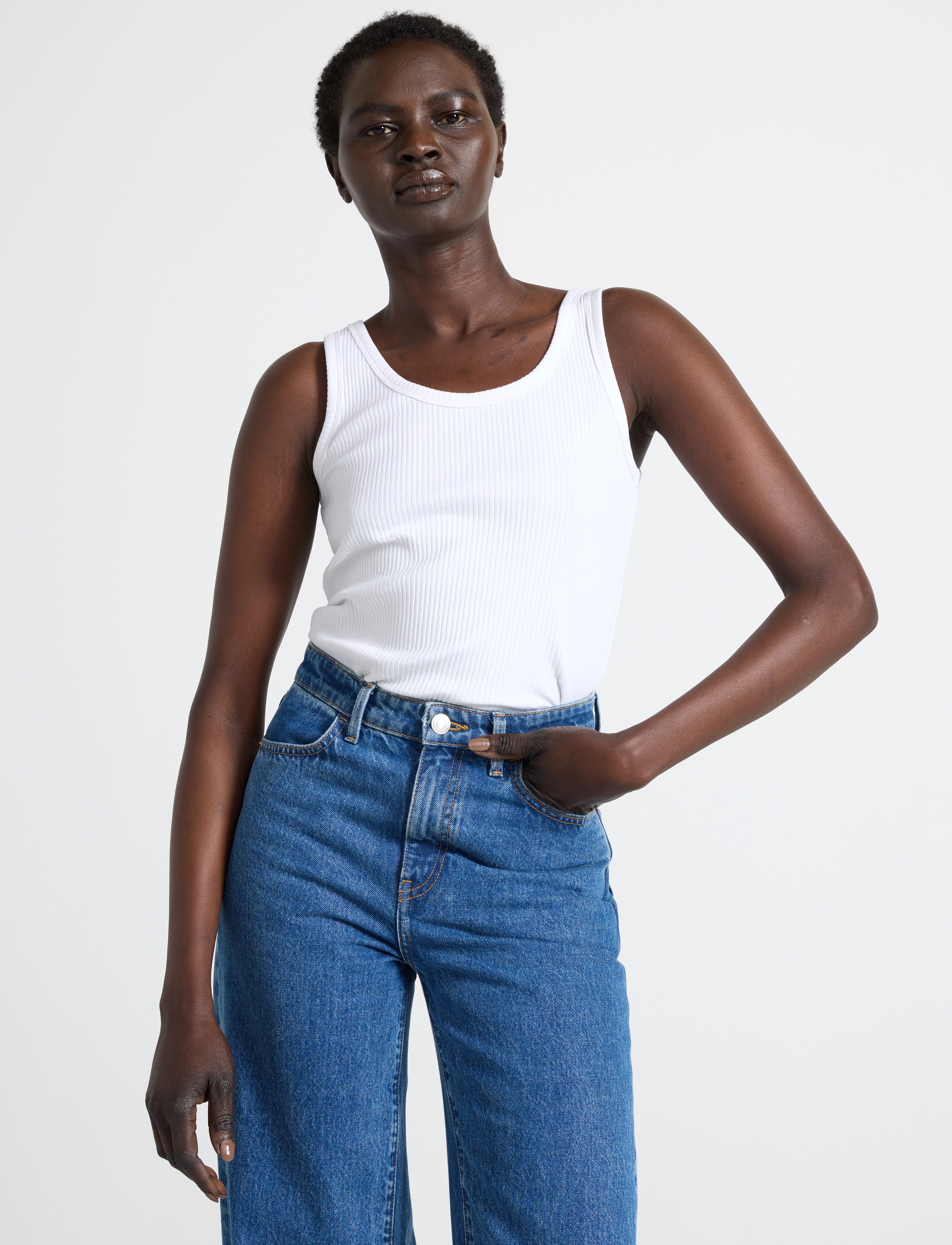 Lindex Tank top Tyra - Sleeveless tops - WHITE / white