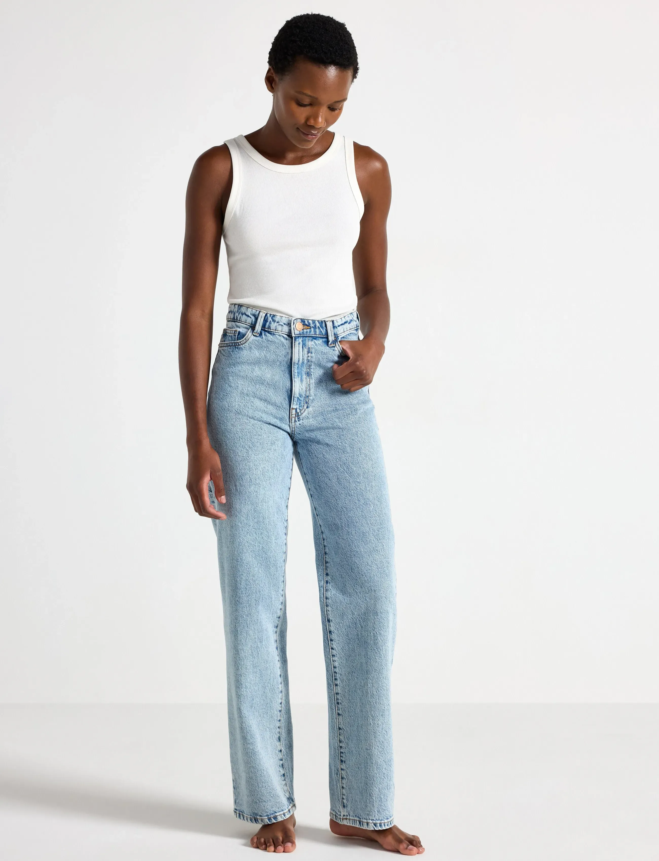 Lindex Wide Hanna Jeans With Light Stretch, 38, Jeans, Blau - Wide, Frauen