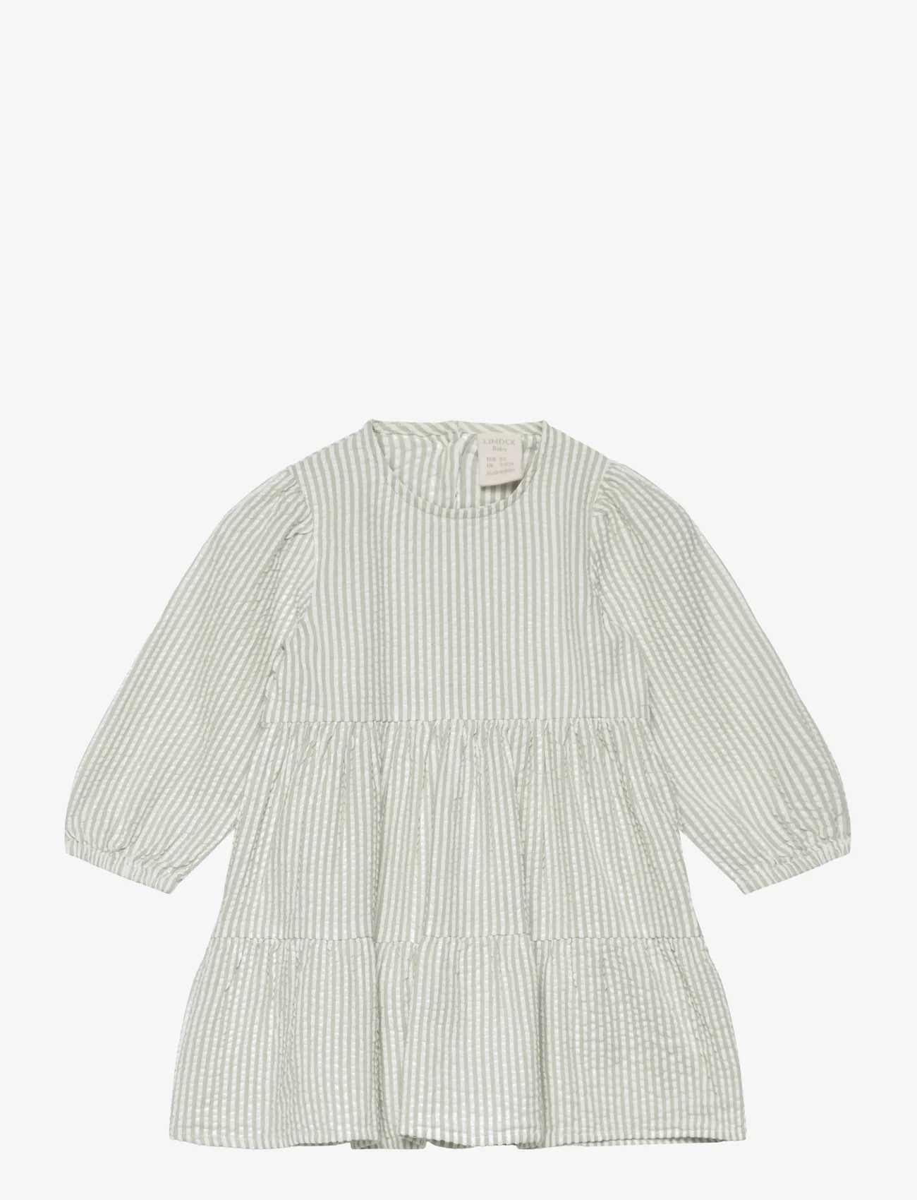 Lindex - Dress seersucker stripe - langærmede babykjoler - light dusty green - 0
