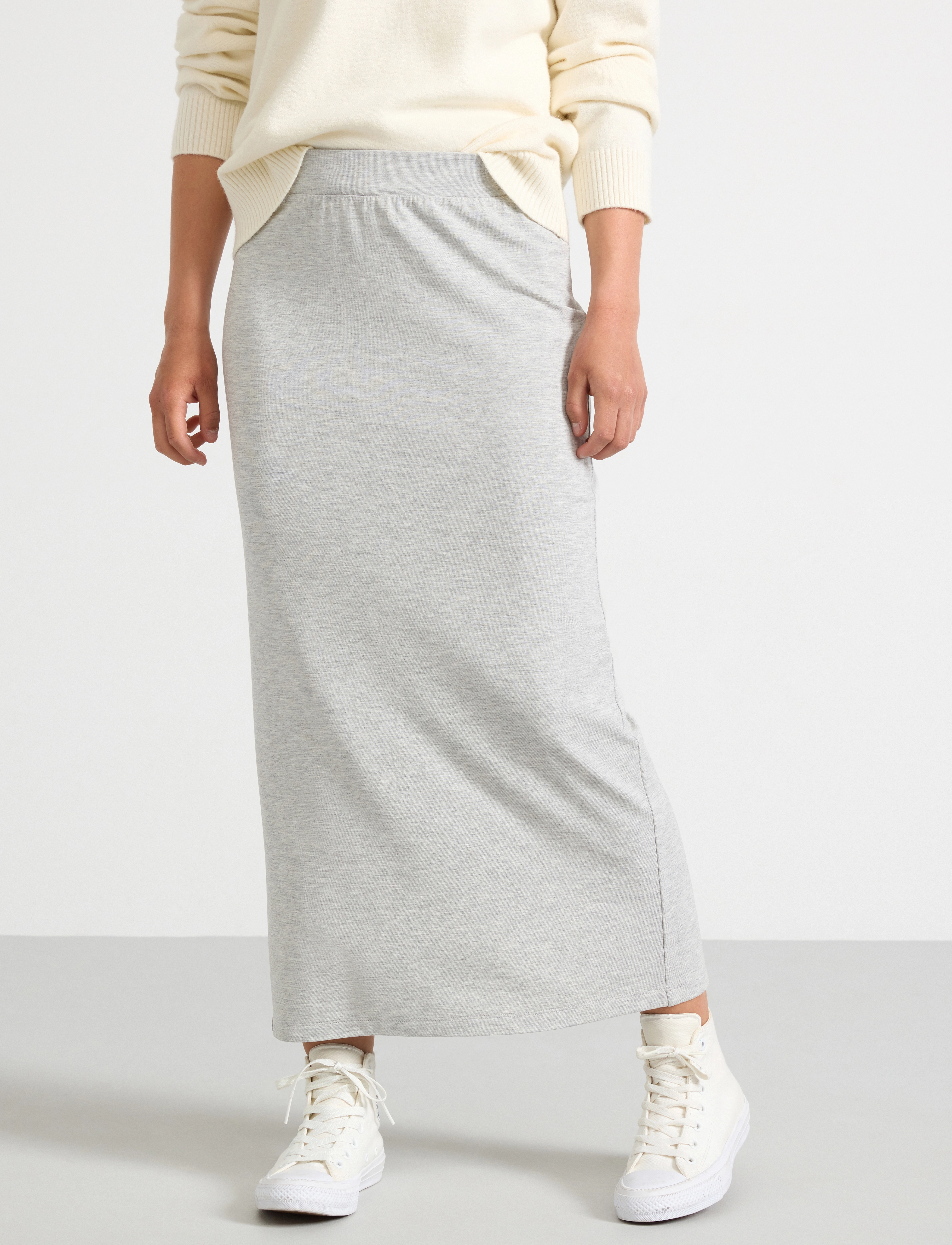 Lindex - Skirt jersey midi - midi nederdele - grey melange - 4