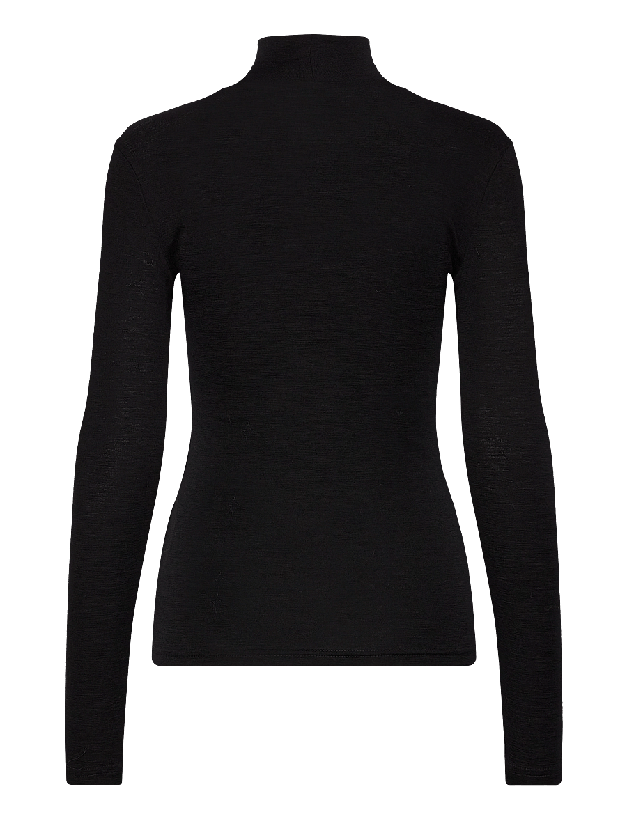 Lindex - Top in merino wool with mock neck - rullekraver - black - 2