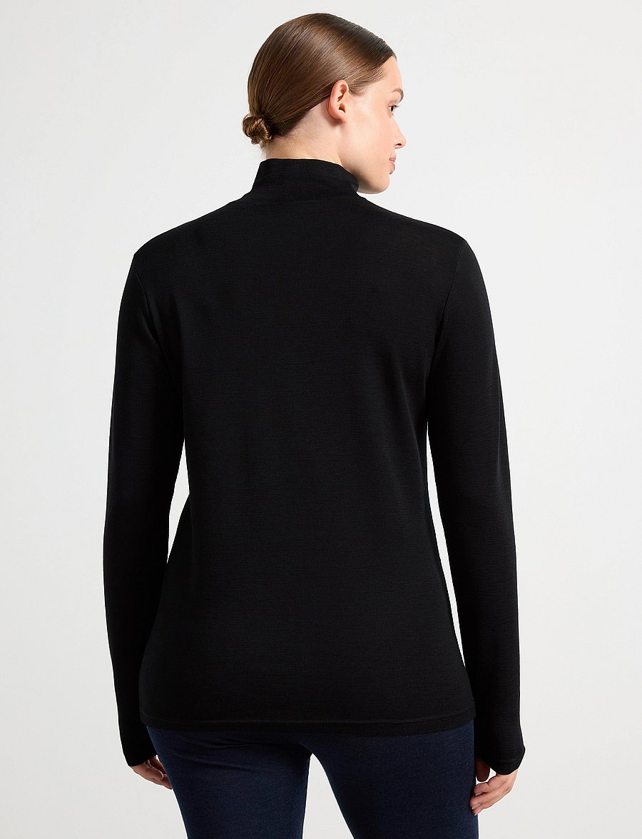 Lindex - Top in merino wool with mock neck - rullekraver - black - 3