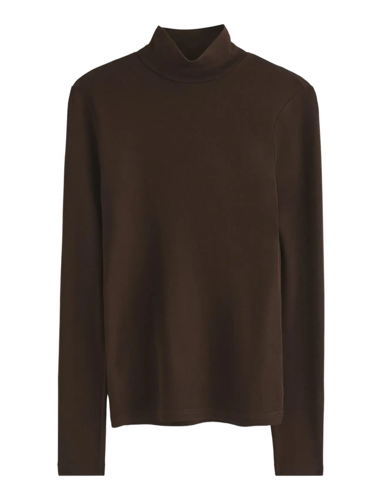 Lindex Top in merino wool with mock neck - Lindex - DARK BROWN / brown