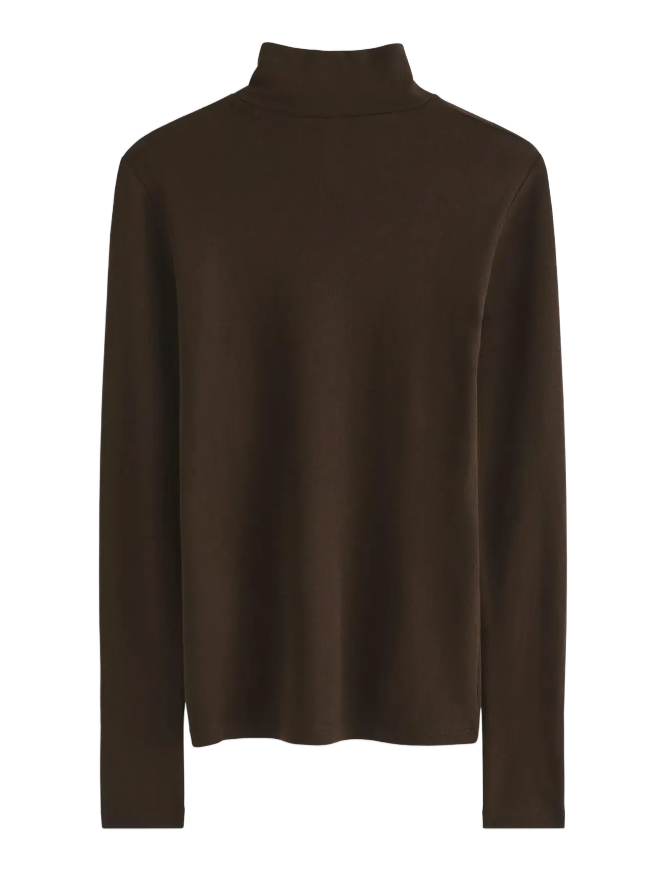 Lindex - Top in merino wool with mock neck - rullekraver - dark brown - 1