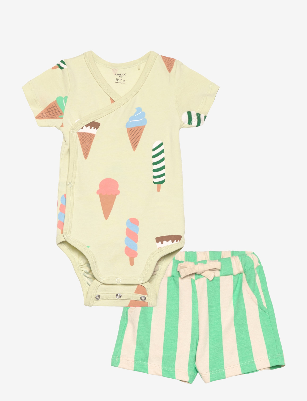 Lindex - Set wrap body shorts icecream - set med body - light dusty green - 0