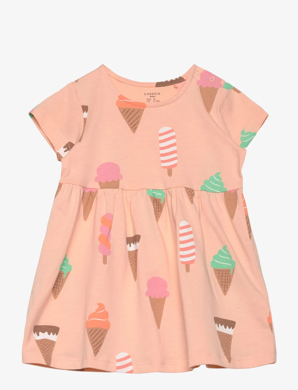 Lindex - Dress short sleeved icecreams - kortærmede babykjoler - light orange - 0