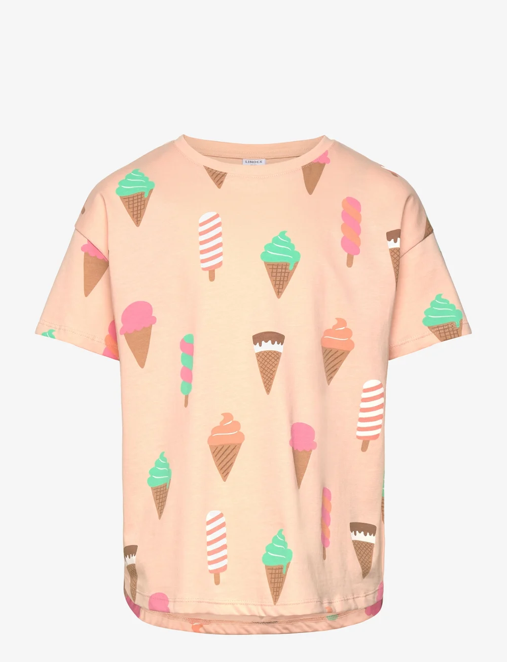 Lindex - Top SS Icecream - kortærmede t-shirts - light orange - 0