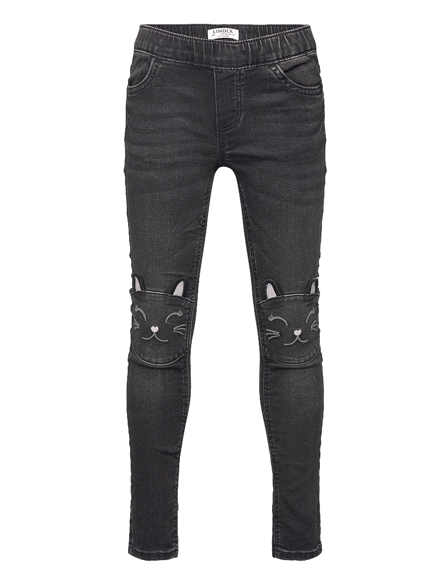 Lindex - Trousers denimjersey Sara knee - regular jeans - black - 1