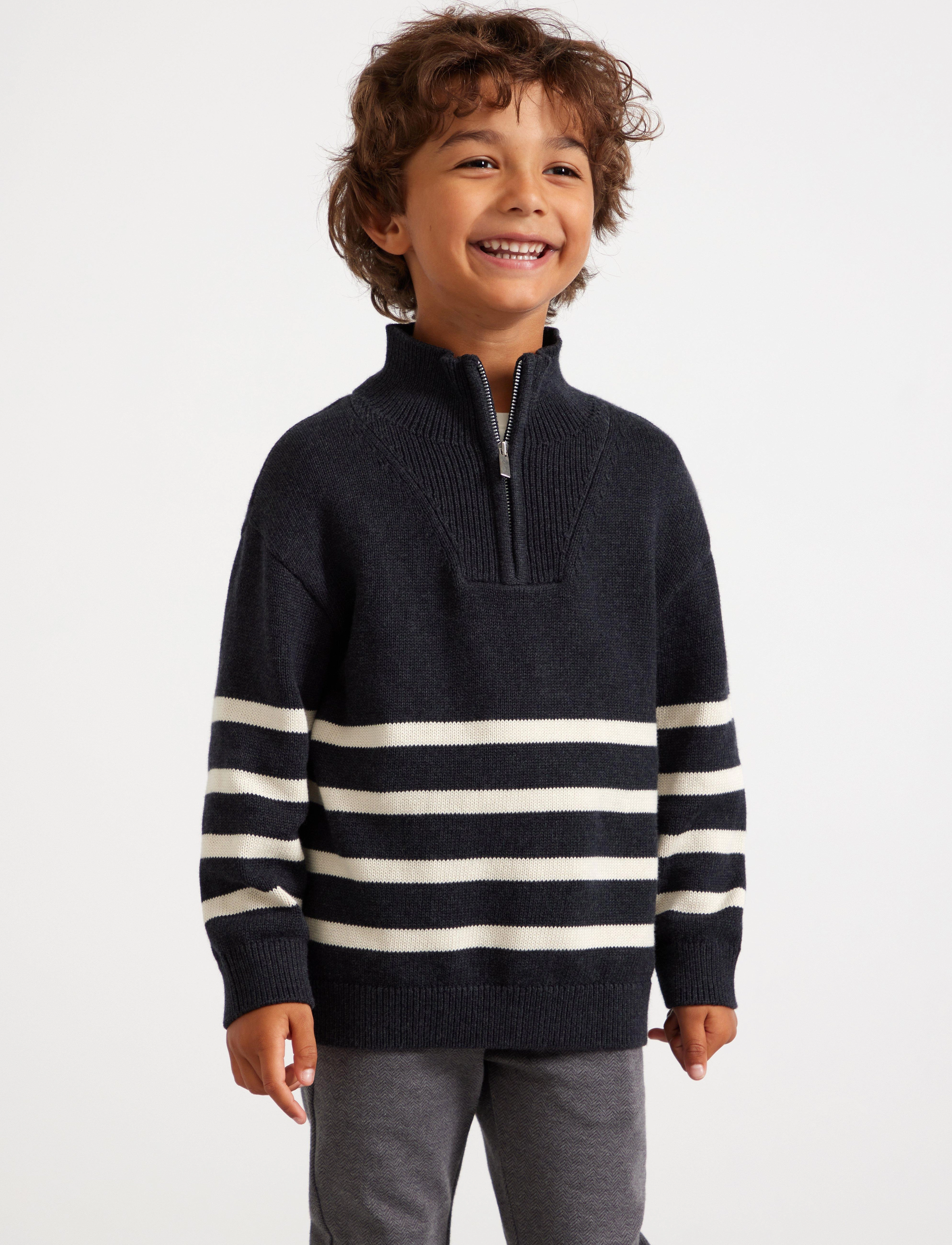 Lindex Sweater knitted half zip - Jumpers - DARK GREY / grey